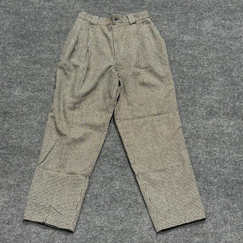Vintage Savannah Petites Pants Womens Small Houndstooth Pleated Wool Trouser Y2K